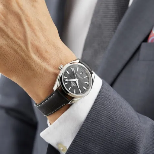 Omega Seamaster Aqua Terra Men Automatic Black Leather Watch O22013382001001 - gallery