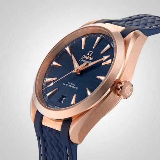 Omega Seamaster Aqua Terra Men Automatic Blue 18ct Rose Gold Watch O22052412103001 - gallery
