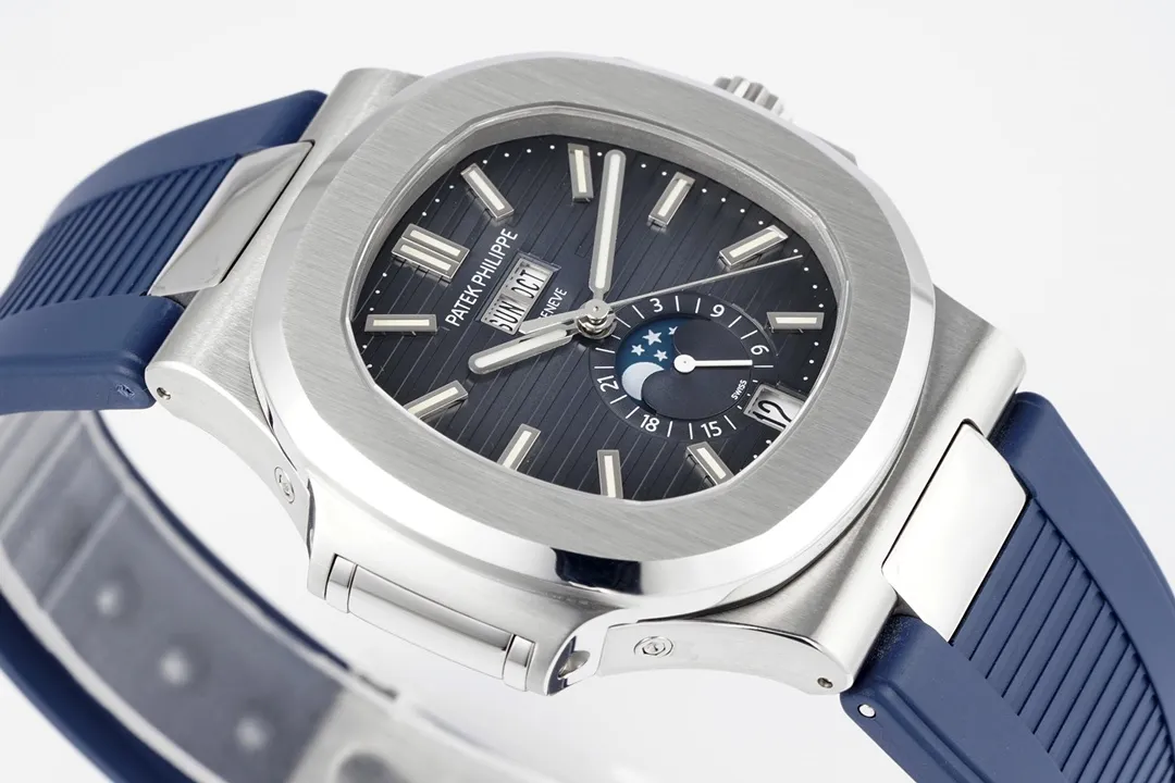 Patek Philippe Blue Nautilus Rubber Strap Watch - gallery