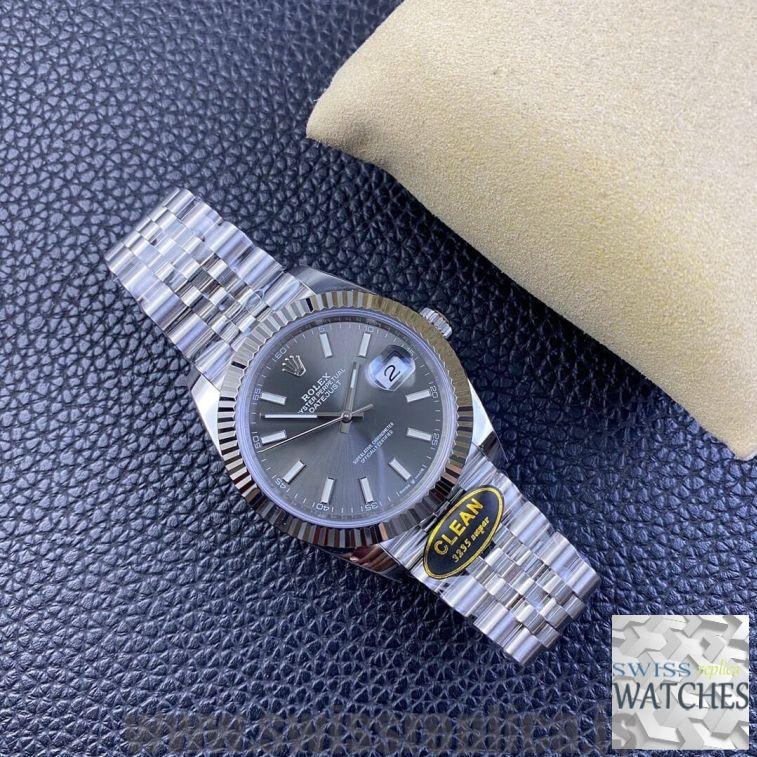 ROLEX DATEJUST GRAY DIAL STAINLESS STEEL 41MM SWISS REPLICA m126334.0024 - gallery