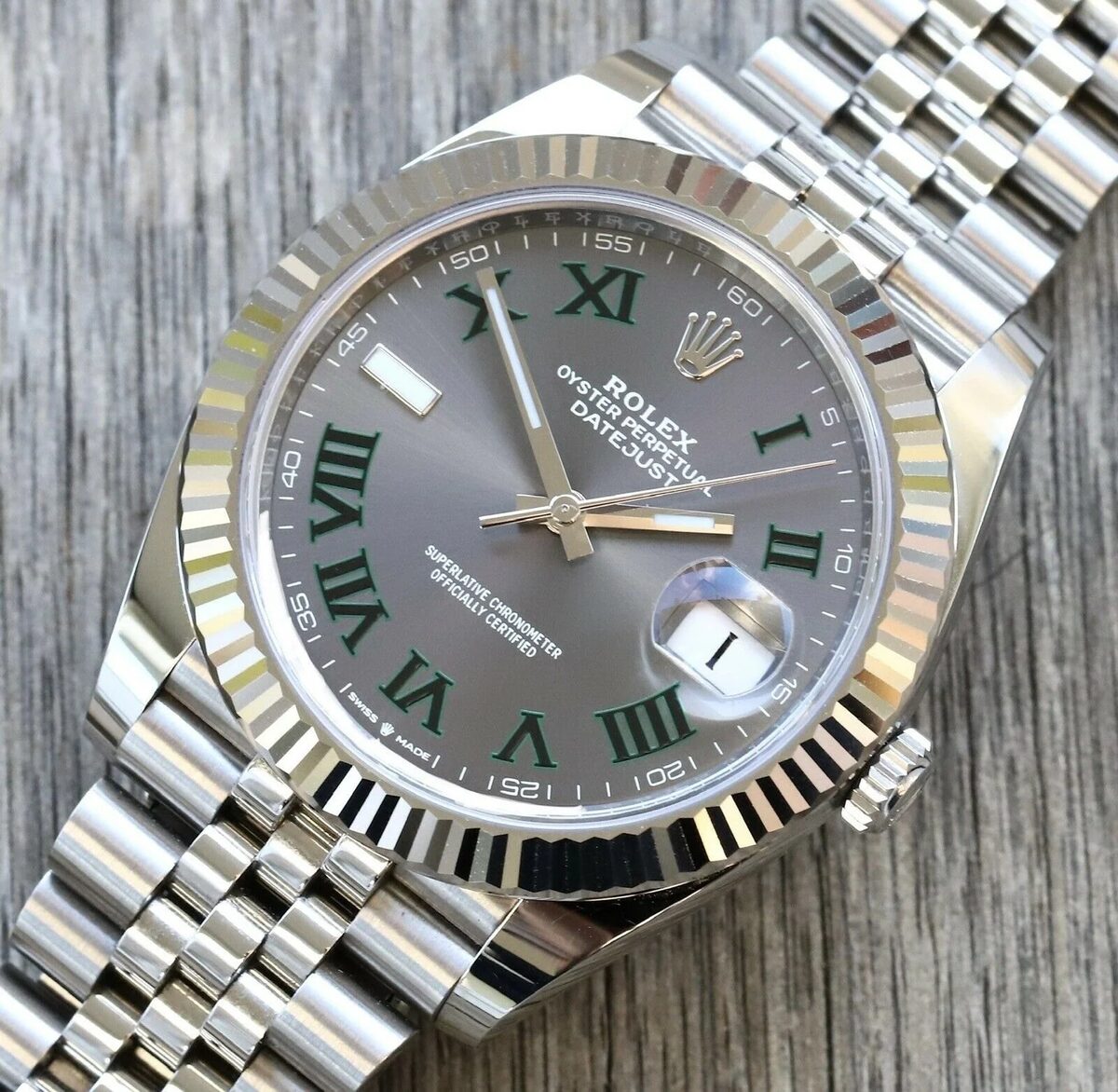Superclone Rolex Datejust 41mm Rhodium Dial 126334  Wimbledon  Flutted / Jubilee - gallery
