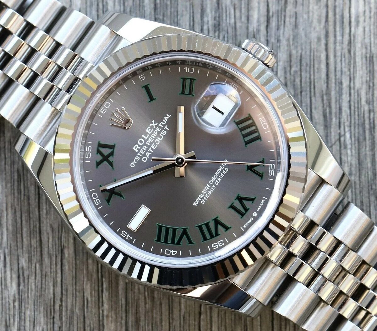 Superclone Rolex Datejust 41mm Rhodium Dial 126334  Wimbledon  Flutted / Jubilee - gallery