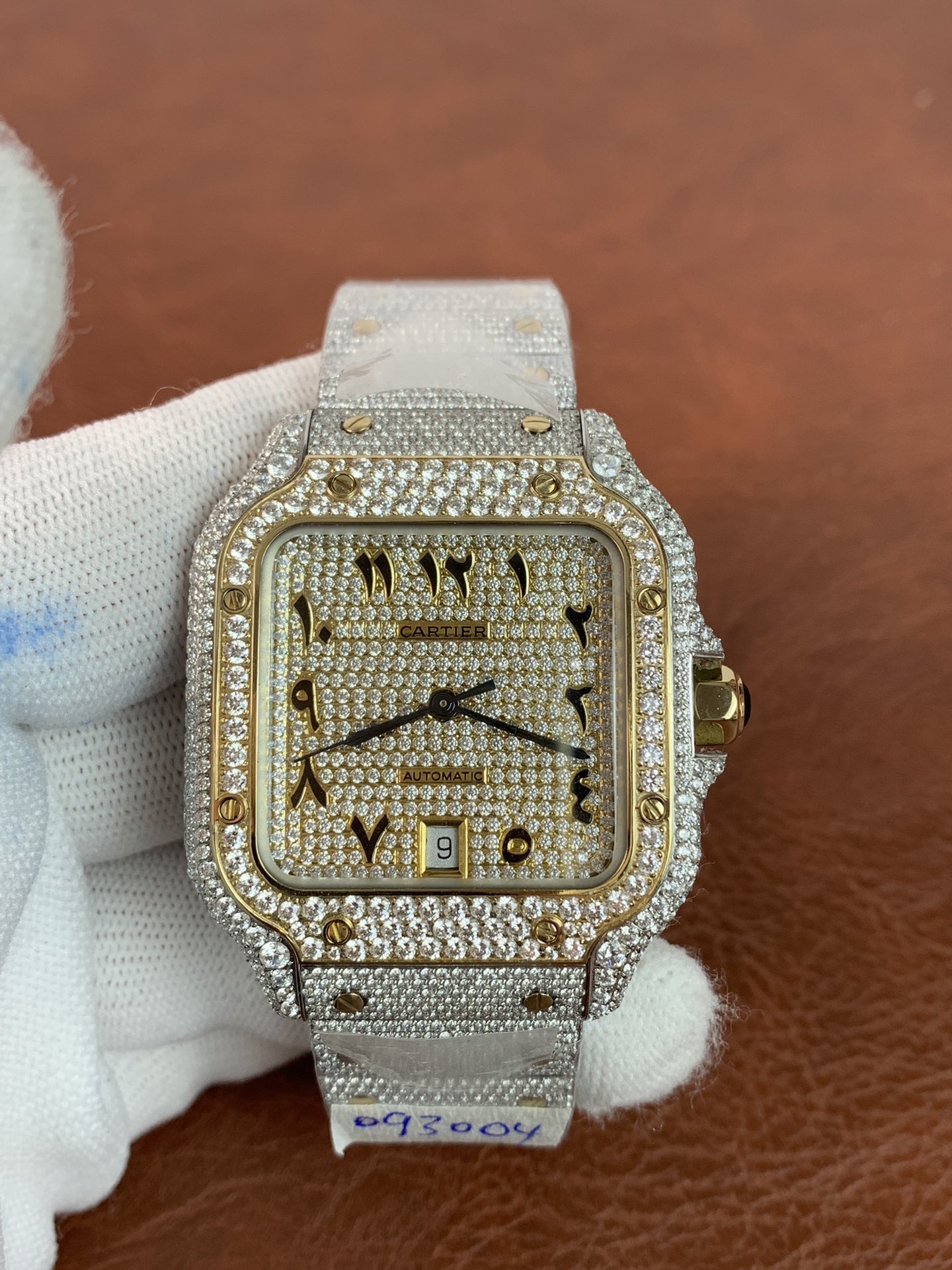 Cartier Santos WSSA0009 CZ stones two tone